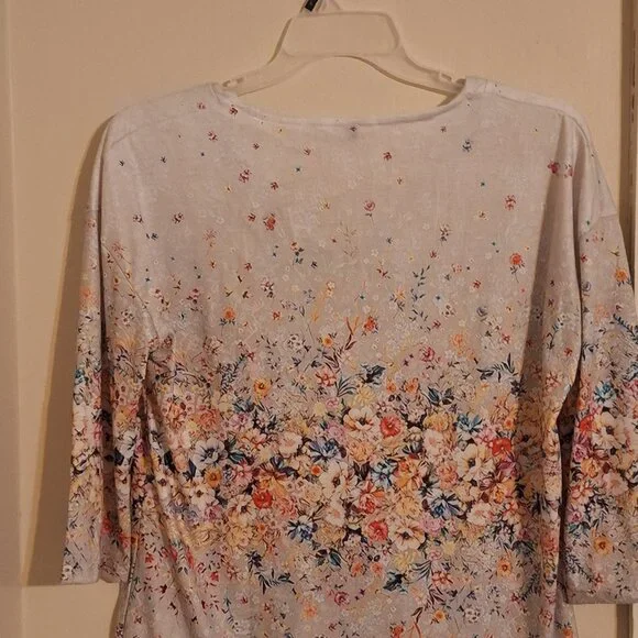 spring henley neck casual print 3/4 length sleeve - Picture 8 of 9